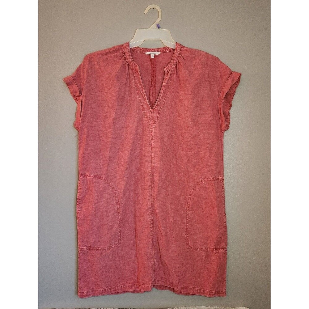 Splendid "Lauren" Women's Linen Blend Pink Rolled Sleeve Dress Size Medium